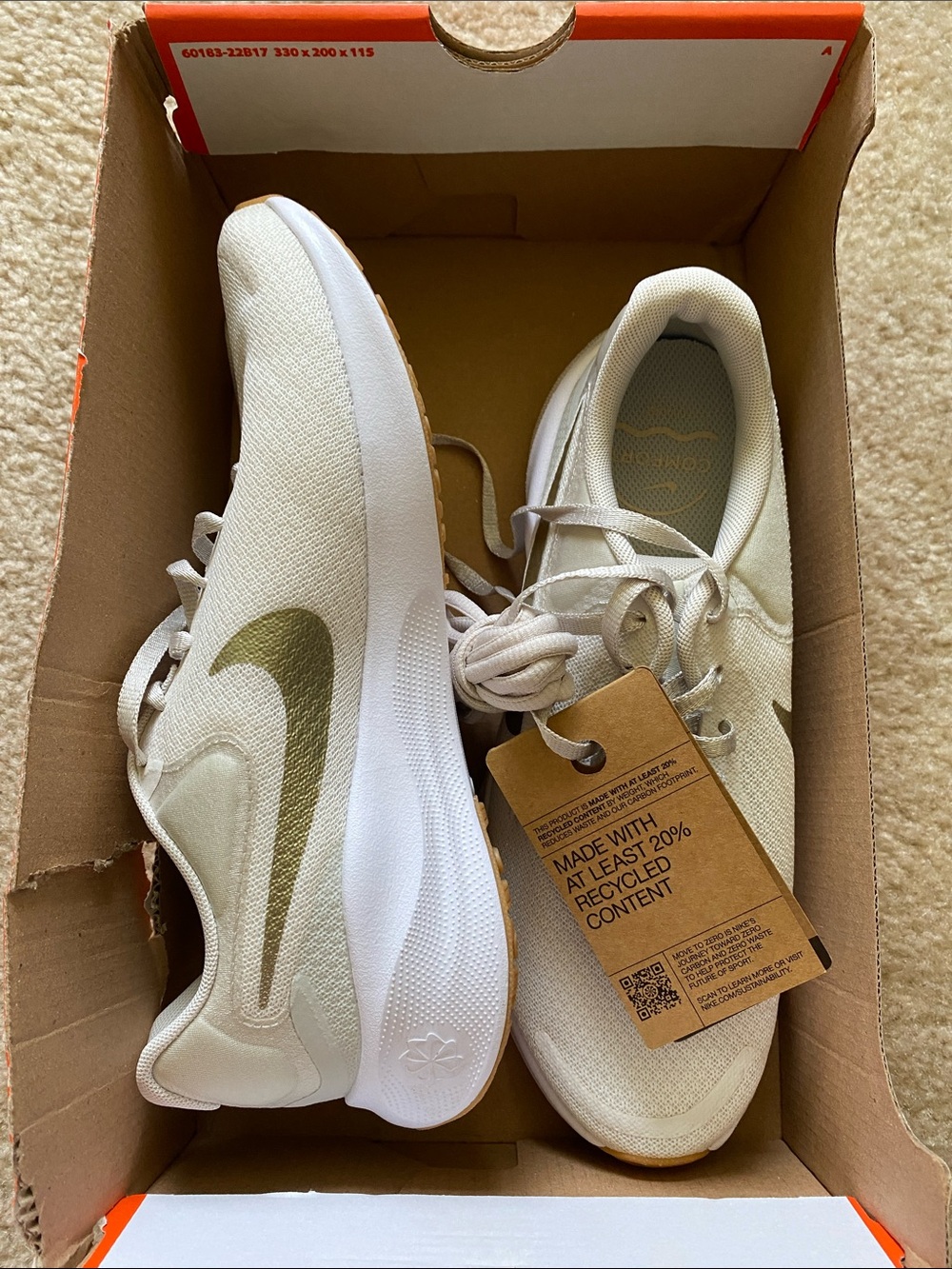 Nike Women's Lightweight Running Shoes in Off-White and Olive